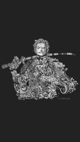 RORONOA ZORO BLACK & WHITE ART - MOBILE 2K RESOLUTION , One Piece, OP, product:zoro-black-white-poster, Roronoa, Zoro