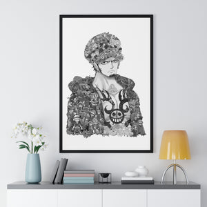 TRAFALGAR LAW BLACK & WHITE FRAMED POSTER TRAFALGAR LAW BLACK & WHITE FRAMED POSTER