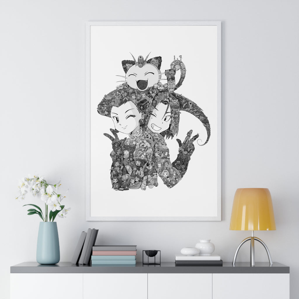 TEAM ROCKET BLACK & WHITE FRAMED POSTER TEAM ROCKET BLACK & WHITE FRAMED POSTER