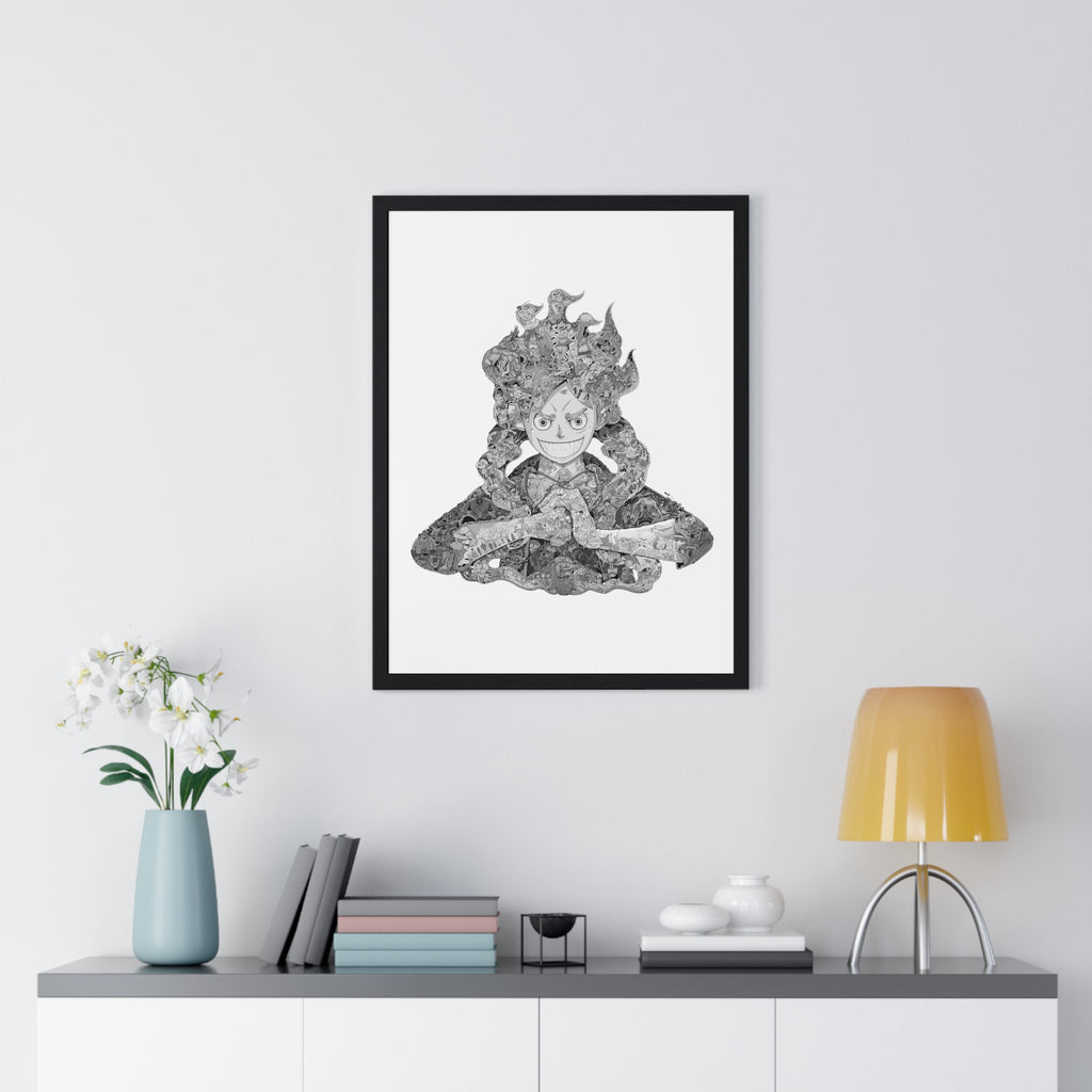 LUFFY GEAR 5 BLACK & WHITE FRAMED POSTER LUFFY GEAR 5 BLACK & WHITE FRAMED POSTER