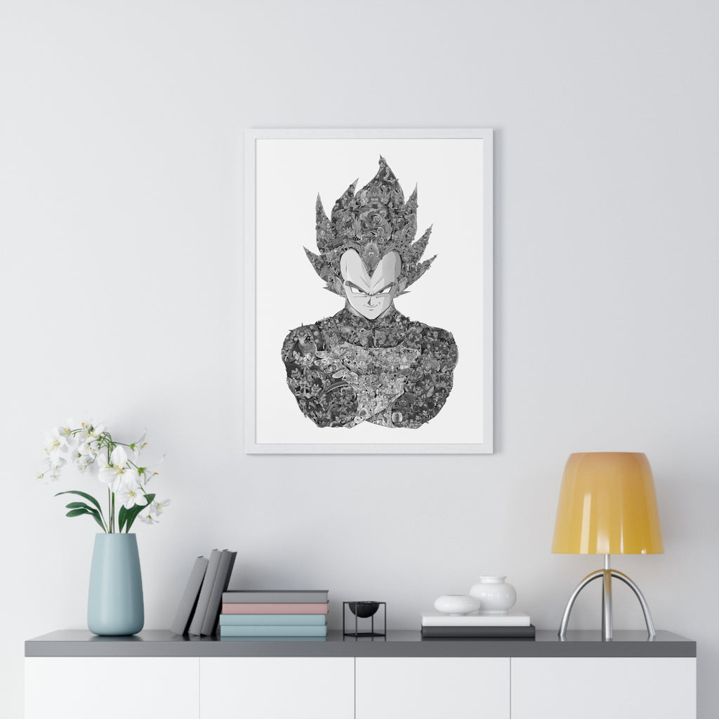 VEGETA (WITH STORY) BLACK & WHITE FRAMED POSTER VEGETA (WITH STORY) BLACK & WHITE FRAMED POSTER