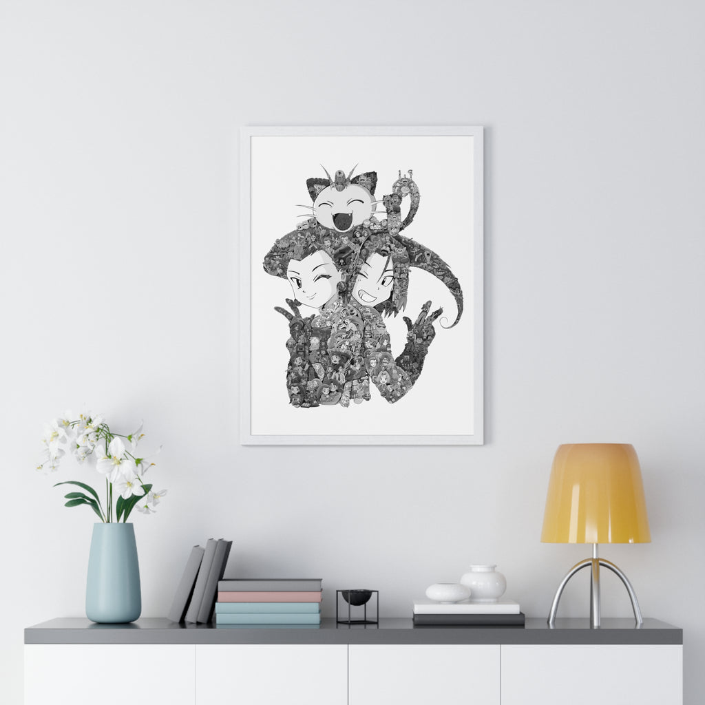 TEAM ROCKET BLACK & WHITE FRAMED POSTER TEAM ROCKET BLACK & WHITE FRAMED POSTER