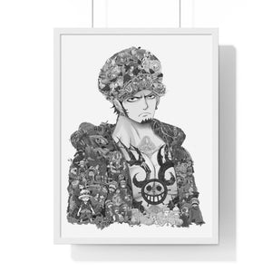 TRAFALGAR LAW BLACK & WHITE FRAMED POSTER TRAFALGAR LAW BLACK & WHITE FRAMED POSTER