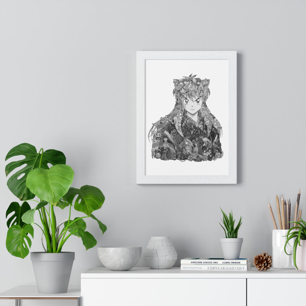 INUYASHA BLACK & WHITE FRAMED POSTER INUYASHA BLACK & WHITE FRAMED POSTER