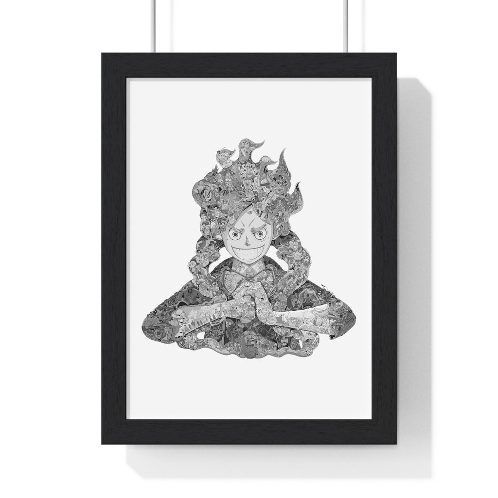 LUFFY GEAR 5 BLACK & WHITE FRAMED POSTER LUFFY GEAR 5 BLACK & WHITE FRAMED POSTER