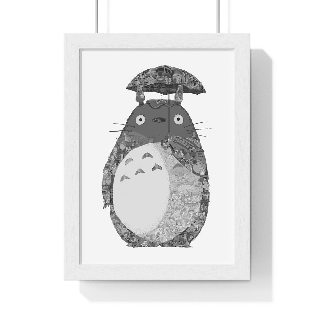TOTORO BLACK & WHITE FRAMED POSTER TOTORO BLACK & WHITE FRAMED POSTER