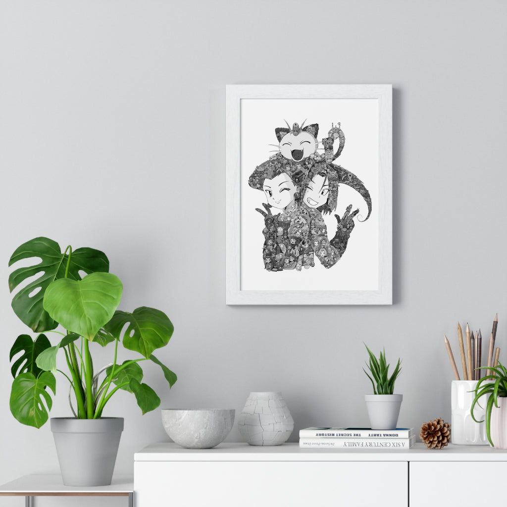 TEAM ROCKET BLACK & WHITE FRAMED POSTER TEAM ROCKET BLACK & WHITE FRAMED POSTER