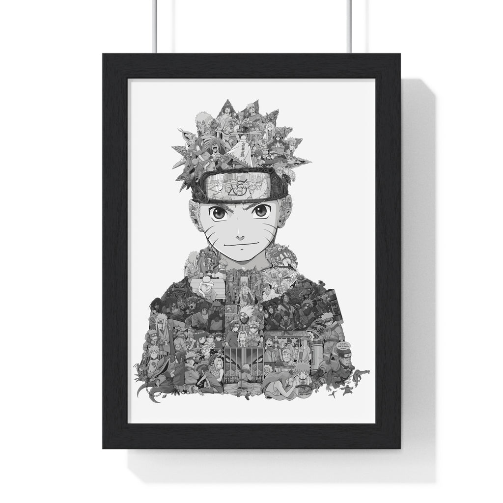 KID NARUTO BLACK & WHITE FRAMED POSTER KID NARUTO BLACK & WHITE FRAMED POSTER