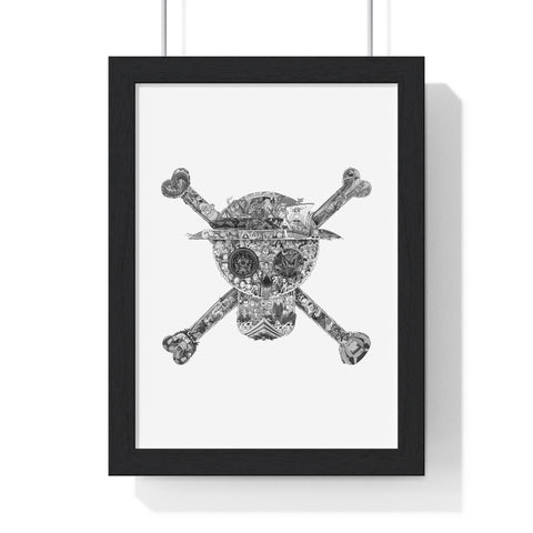 MUGIWARA JOLLY ROGER BLACK & WHITE FRAMED POSTER (WHITE BG) MUGIWARA JOLLY ROGER BLACK & WHITE FRAMED POSTER (WHITE BG)
