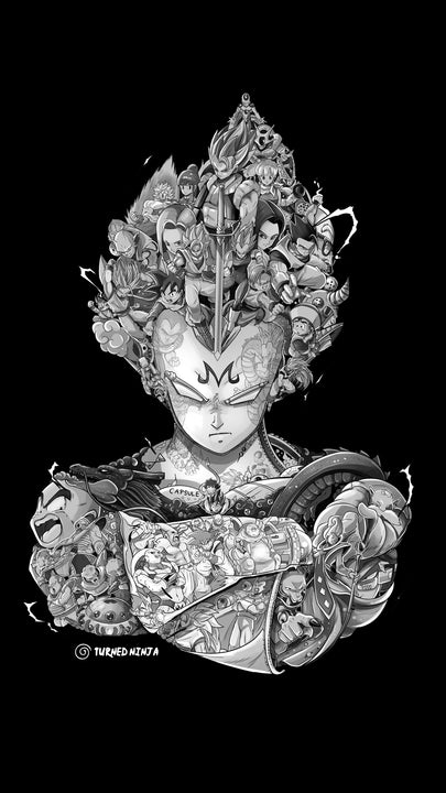 VEGETA BLACK & WHITE ART - MOBILE 2K RESOLUTION , DBZ, Dragon Ball, Dragon Ball Z, Majin Vegeta, product:vegeta-black-white-poster, Vegeta