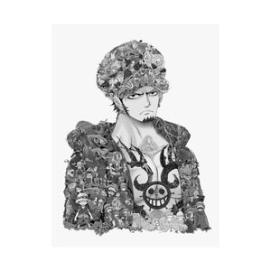 TRAFALGAR LAW BLACK & WHITE POSTER TRAFALGAR LAW BLACK & WHITE POSTER
