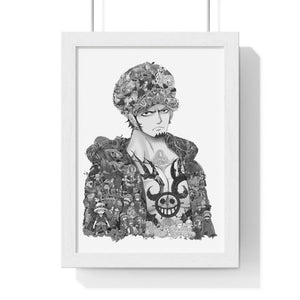 TRAFALGAR LAW BLACK & WHITE FRAMED POSTER TRAFALGAR LAW BLACK & WHITE FRAMED POSTER