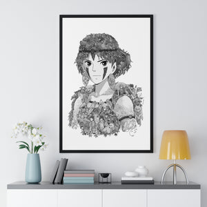 PRINCESS MONONOKE BLACK & WHITE FRAMED POSTER PRINCESS MONONOKE BLACK & WHITE FRAMED POSTER