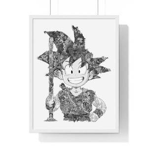 KID GOKU BLACK & WHITE FRAMED POSTER KID GOKU BLACK & WHITE FRAMED POSTER