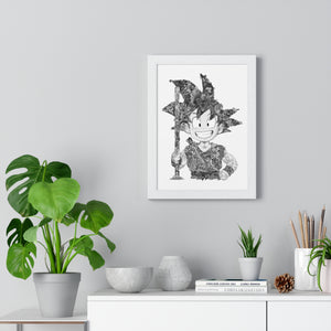 KID GOKU BLACK & WHITE FRAMED POSTER KID GOKU BLACK & WHITE FRAMED POSTER