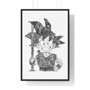 KID GOKU BLACK & WHITE FRAMED POSTER KID GOKU BLACK & WHITE FRAMED POSTER