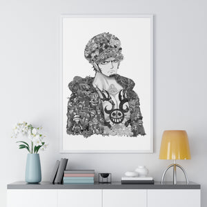 TRAFALGAR LAW BLACK & WHITE FRAMED POSTER TRAFALGAR LAW BLACK & WHITE FRAMED POSTER