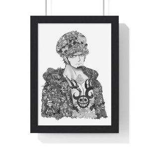 TRAFALGAR LAW BLACK & WHITE FRAMED POSTER TRAFALGAR LAW BLACK & WHITE FRAMED POSTER