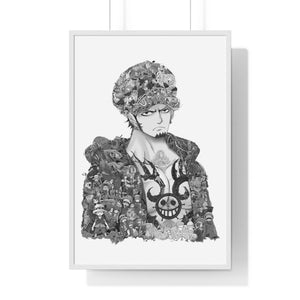 TRAFALGAR LAW BLACK & WHITE FRAMED POSTER TRAFALGAR LAW BLACK & WHITE FRAMED POSTER