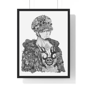 TRAFALGAR LAW BLACK & WHITE FRAMED POSTER TRAFALGAR LAW BLACK & WHITE FRAMED POSTER