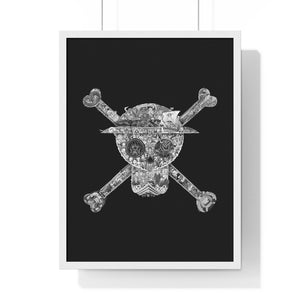 MUGIWARA JOLLY ROGER BLACK & WHITE FRAMED POSTER MUGIWARA JOLLY ROGER BLACK & WHITE FRAMED POSTER