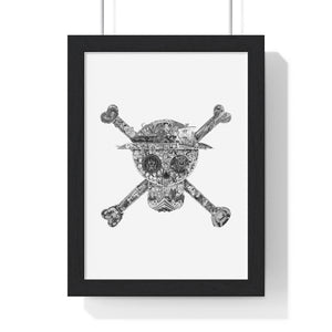MUGIWARA JOLLY ROGER BLACK & WHITE FRAMED POSTER (WHITE BG) MUGIWARA JOLLY ROGER BLACK & WHITE FRAMED POSTER (WHITE BG)
