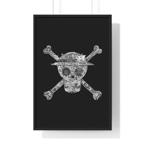 MUGIWARA JOLLY ROGER BLACK & WHITE FRAMED POSTER MUGIWARA JOLLY ROGER BLACK & WHITE FRAMED POSTER